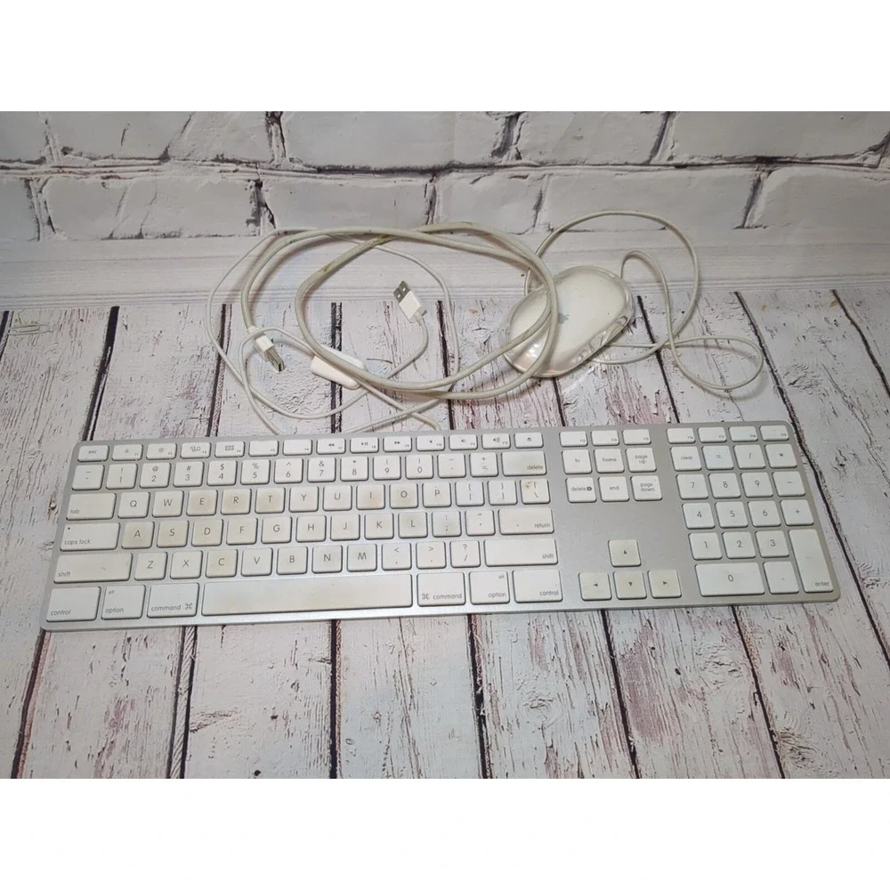 Apple White Aluminum USB Wired‎ Keyboard A1243 Mouse M5769